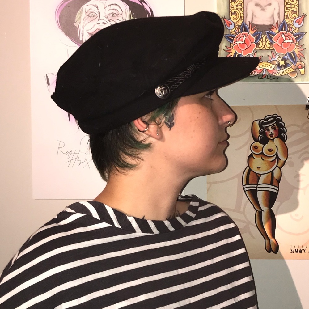 Black Sailor inspired hat. Size medium.